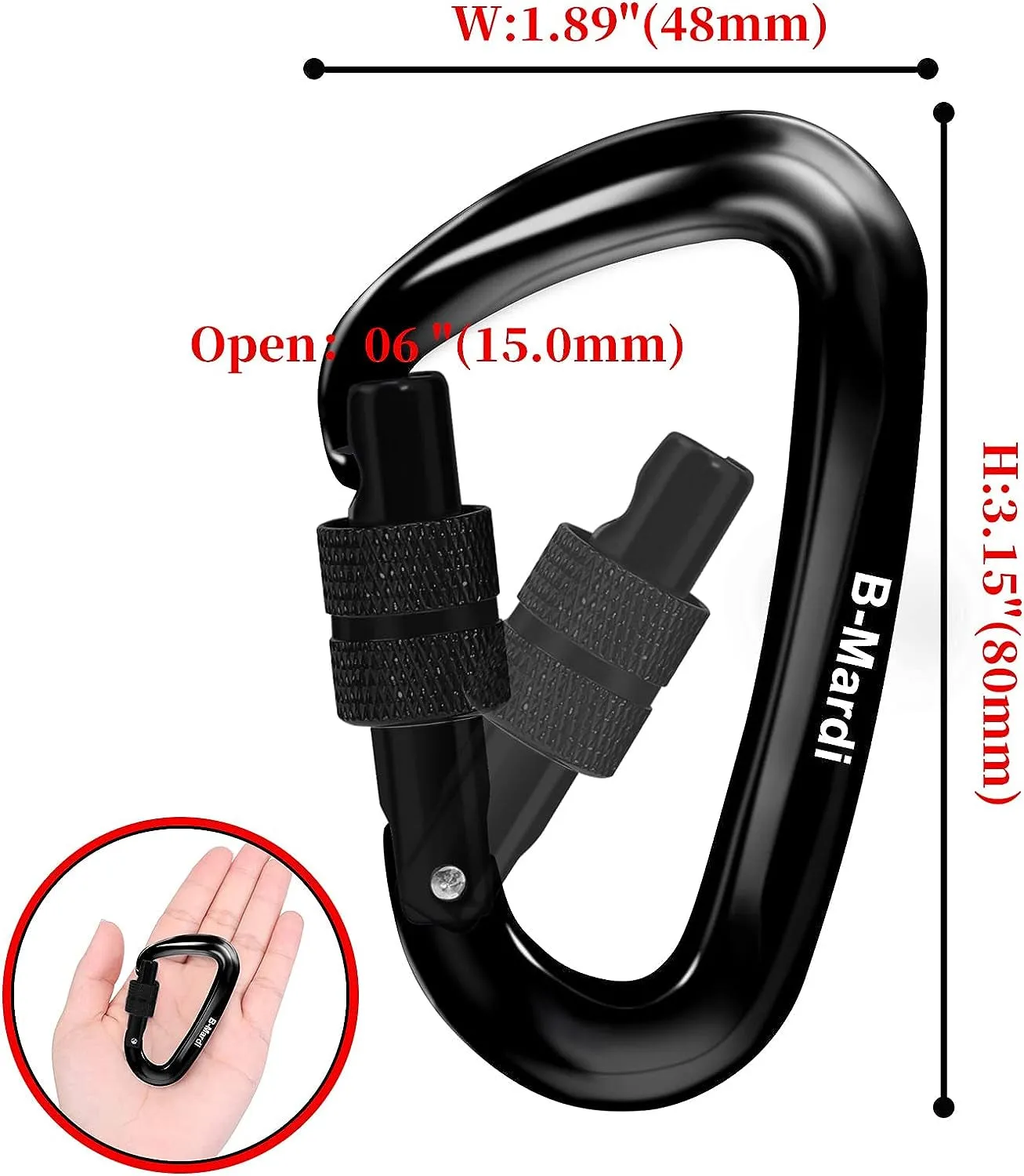 Carabiner Clips Heavy Duty 12Kn (2697 Lbs)