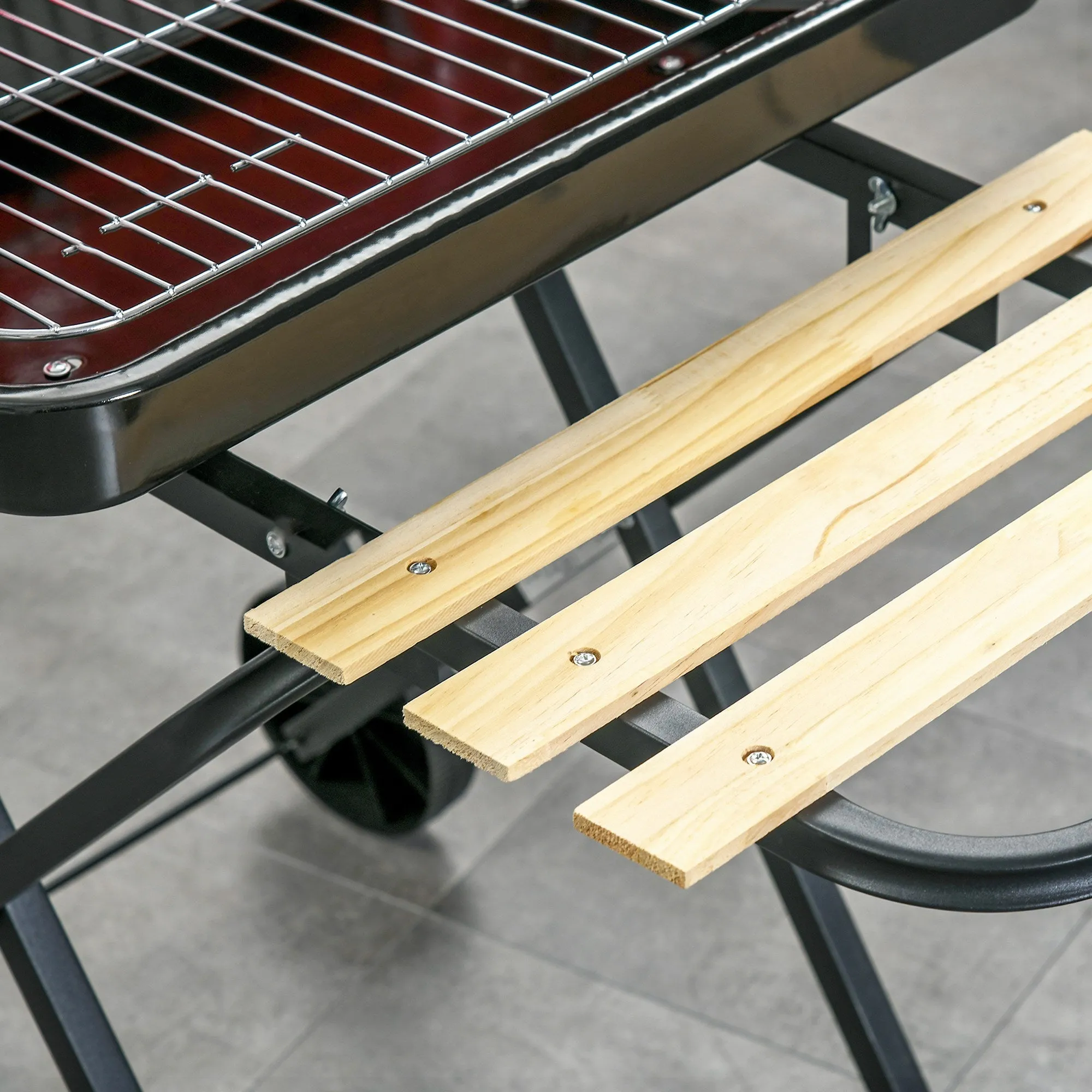 Charcoal Trolley BBQ Barbecue Grill Patio Camping Picnic Garden Party Outdoor Cooking with Windshield