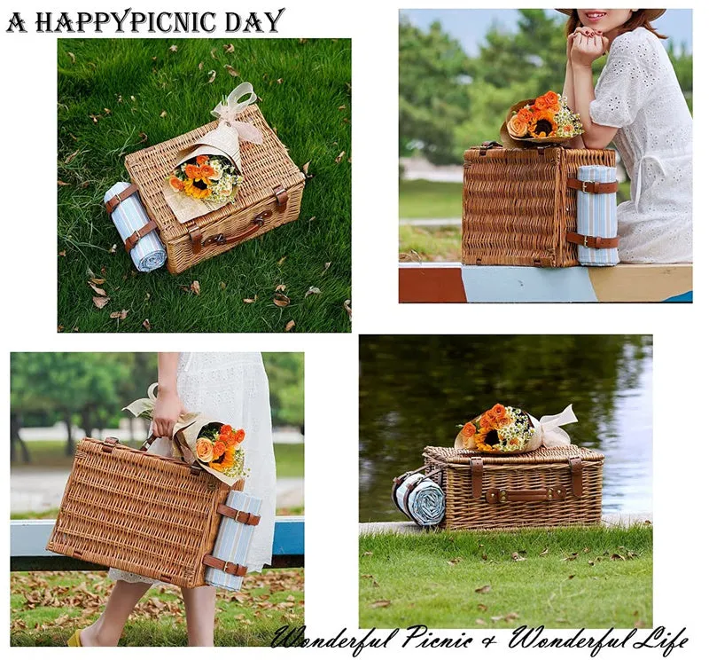 Classical Wicker Picnic Basket Set For 2 persons