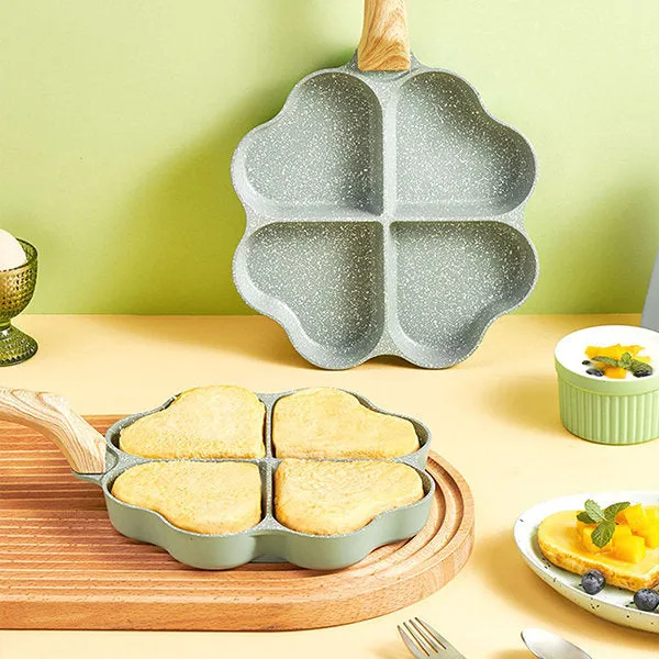 Clover Leaf Pan - Wooden Handle - 4-Compartment Cookware - Kitchen Essential