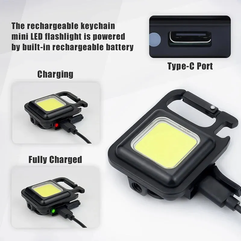 COB LED Mini Flashlight – Super Bright Keychain Light for Outdoor Emergencies and Camping