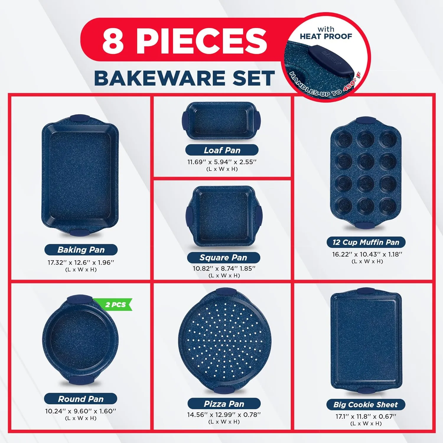 Cookie Sheets for Baking Nonstick Set - 3-Piece Stackable Carbon Steel Baking