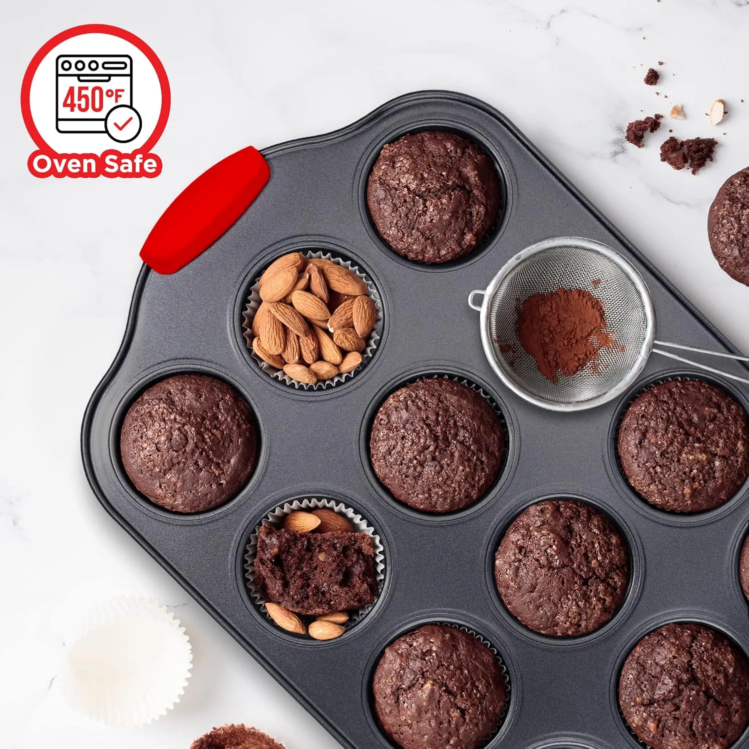 Cookie Sheets for Baking Nonstick Set - 3-Piece Stackable Carbon Steel Baking