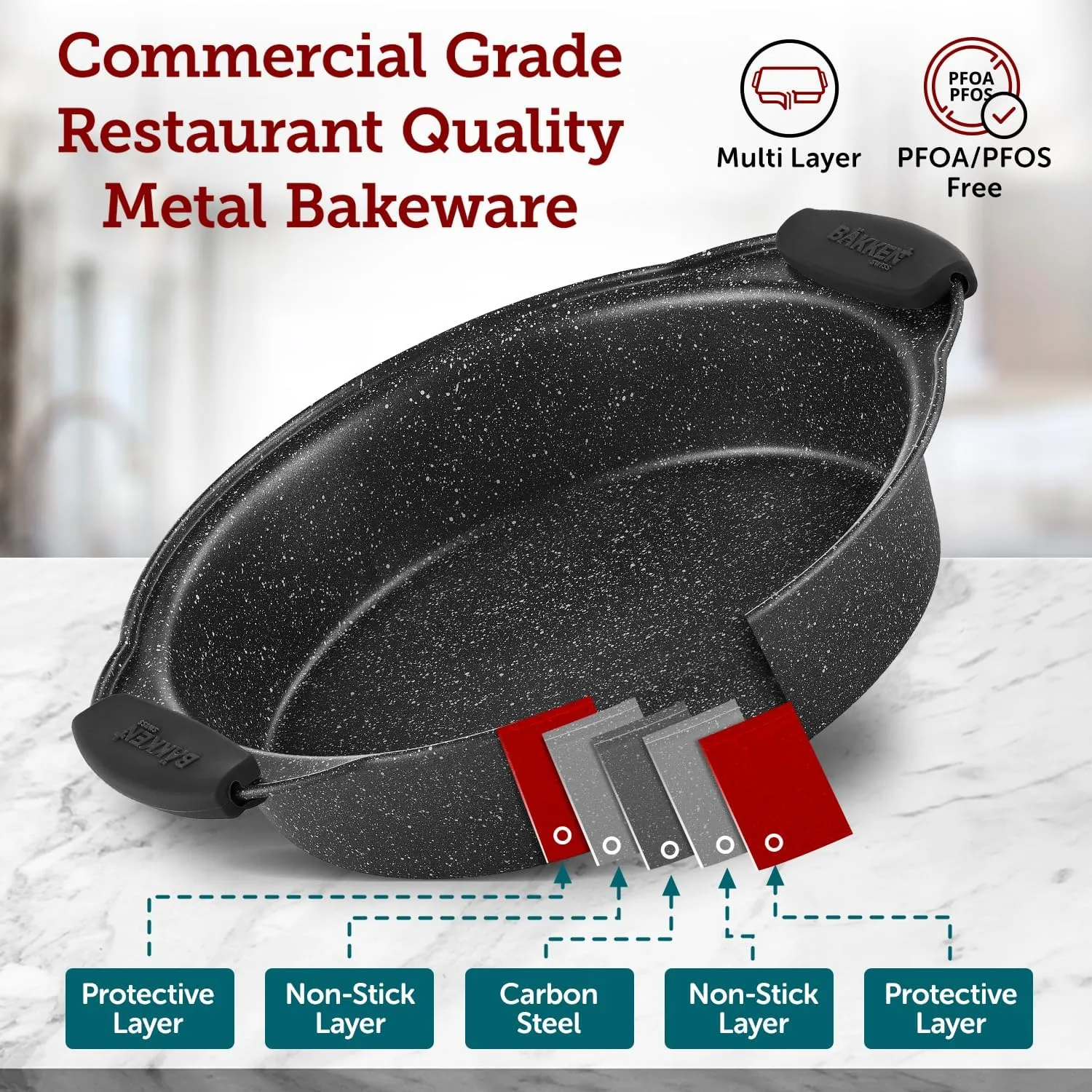 Cookie Sheets for Baking Nonstick Set - 3-Piece Stackable Carbon Steel Baking