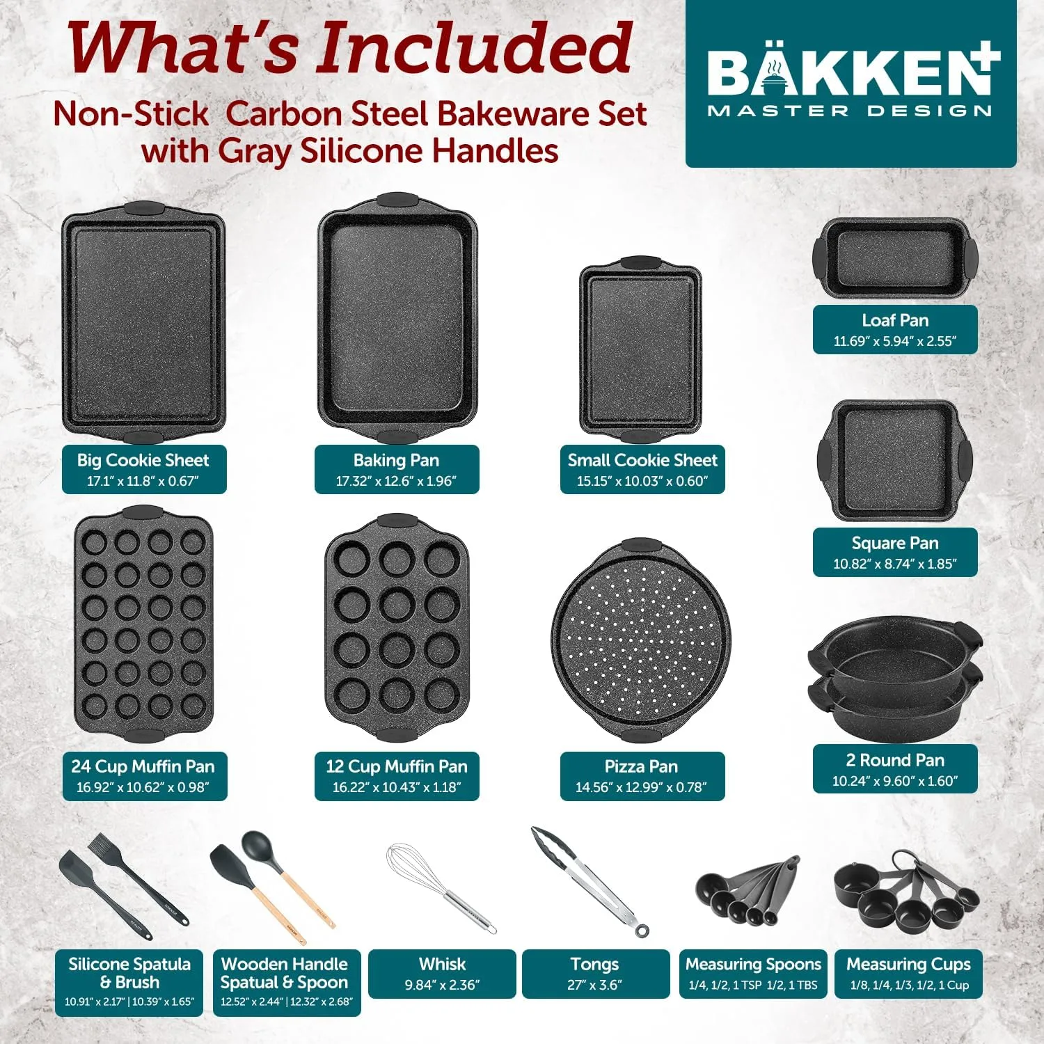 Cookie Sheets for Baking Nonstick Set - 3-Piece Stackable Carbon Steel Baking