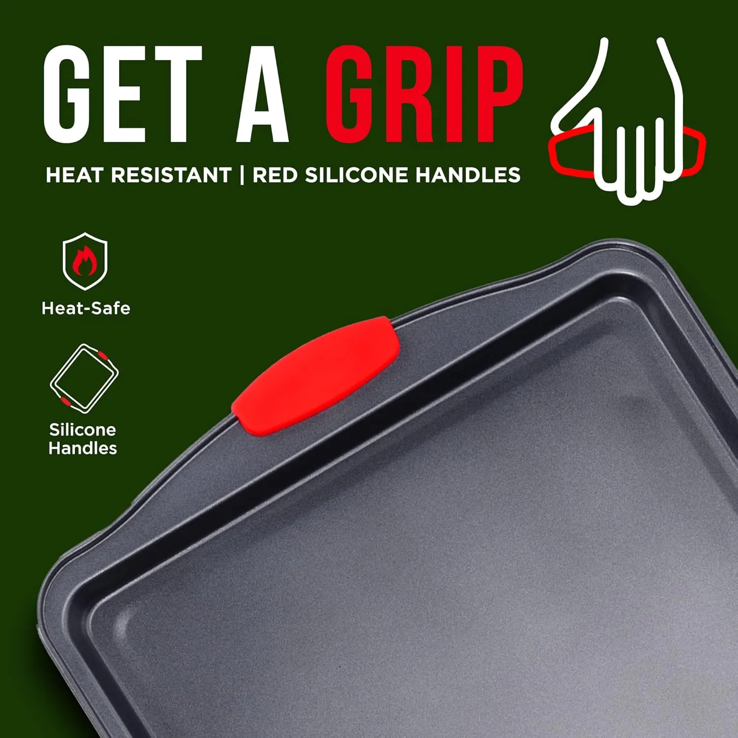 Cookie Sheets for Baking Nonstick Set - 3-Piece Stackable Carbon Steel Baking