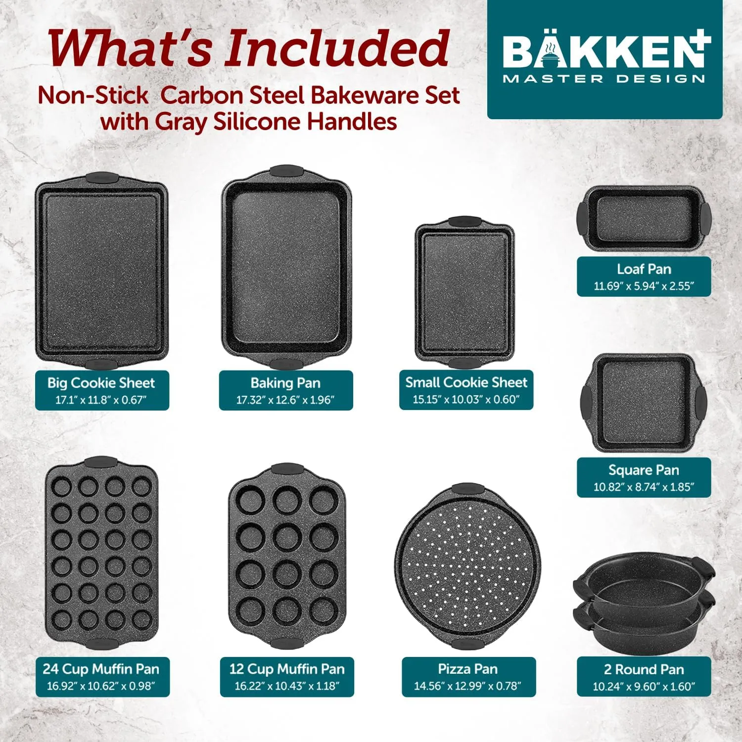 Cookie Sheets for Baking Nonstick Set - 3-Piece Stackable Carbon Steel Baking