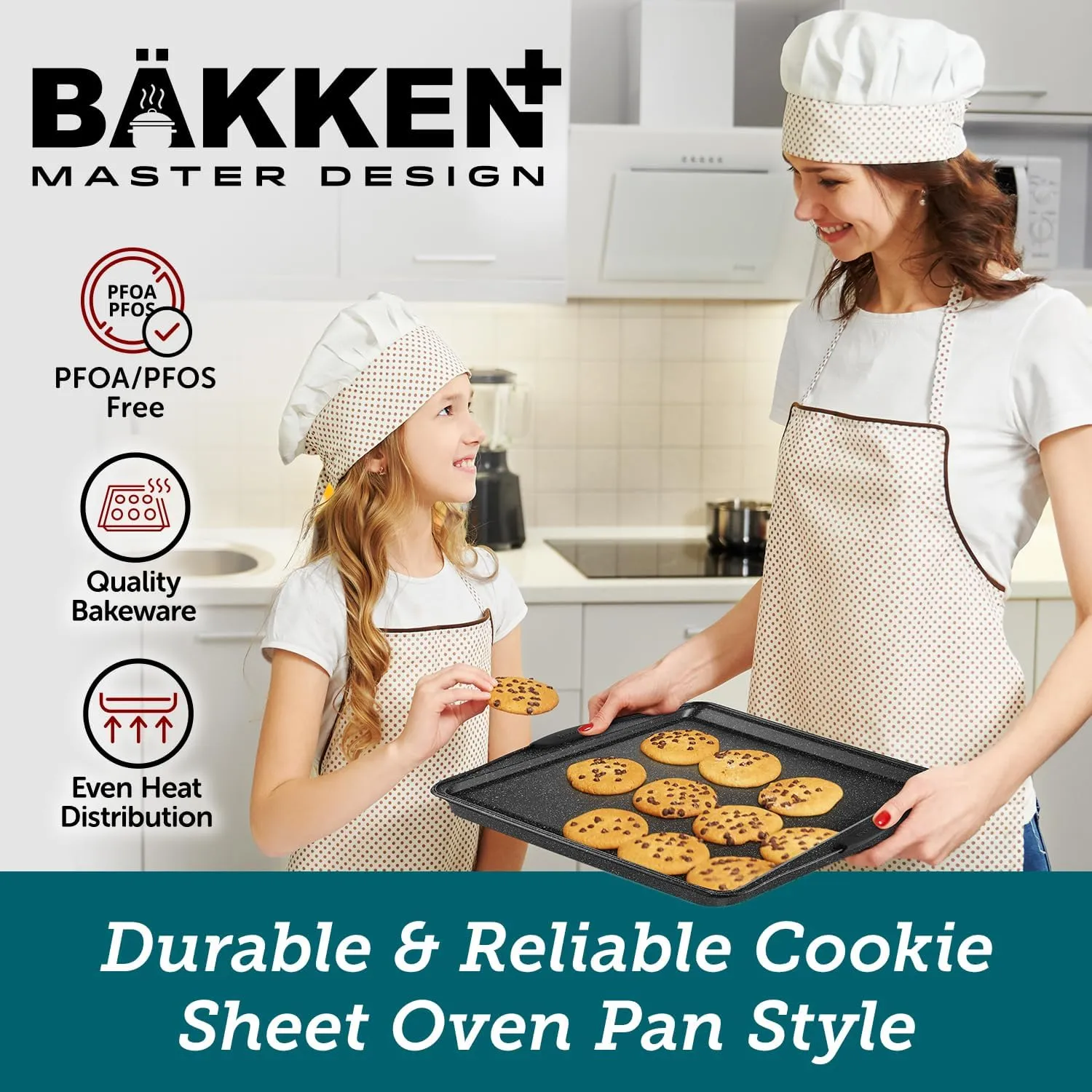 Cookie Sheets for Baking Nonstick Set - 3-Piece Stackable Carbon Steel Baking