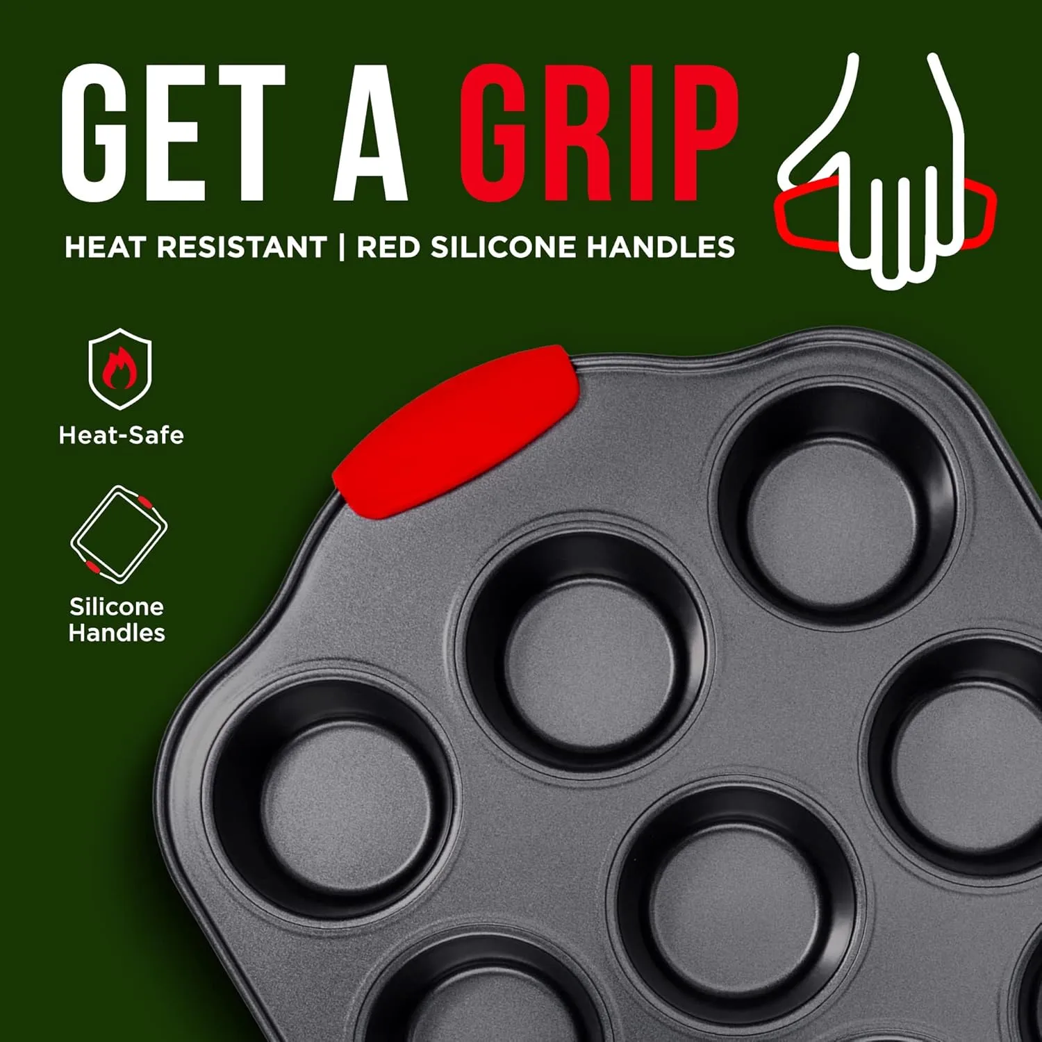 Cookie Sheets for Baking Nonstick Set - 3-Piece Stackable Carbon Steel Baking