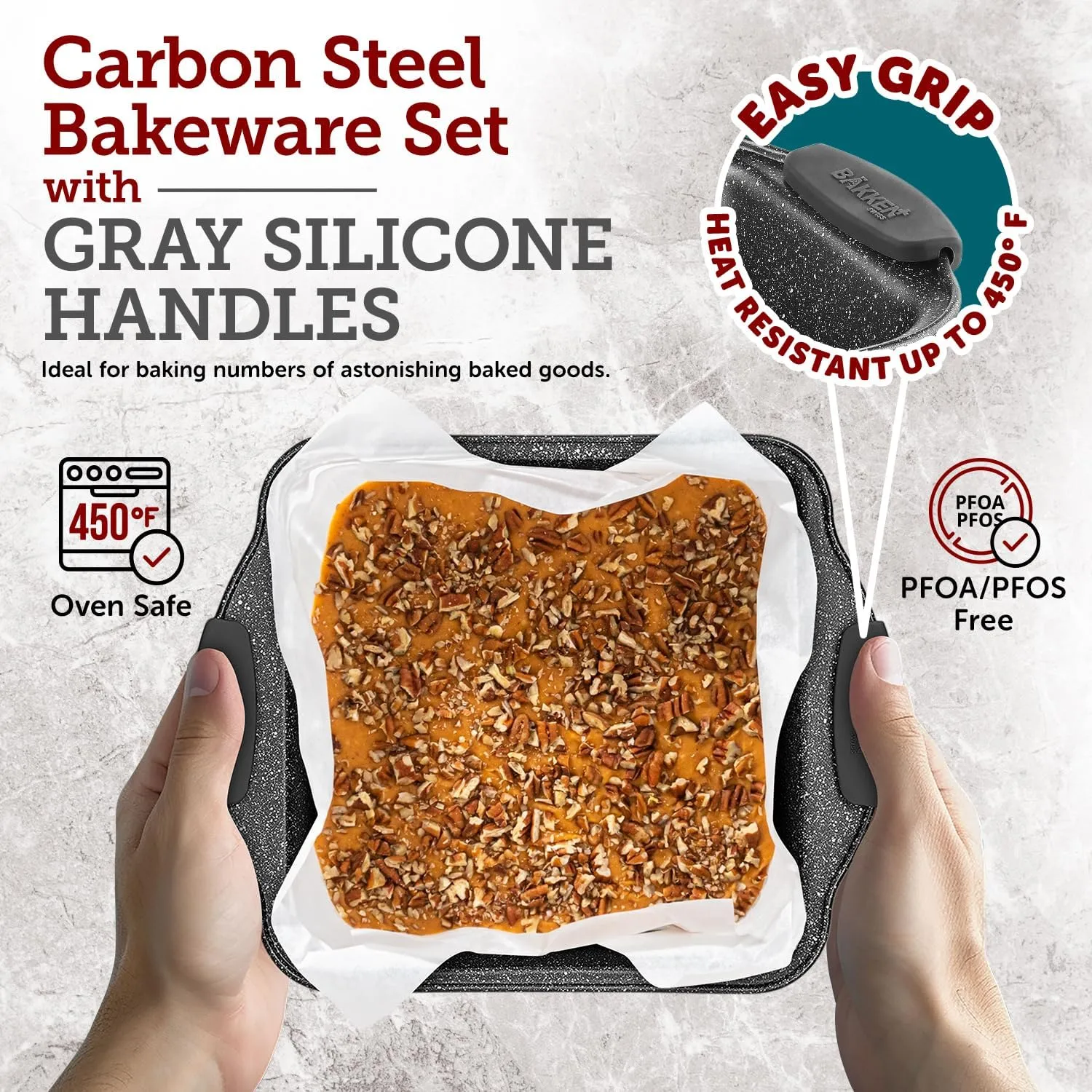 Cookie Sheets for Baking Nonstick Set - 3-Piece Stackable Carbon Steel Baking
