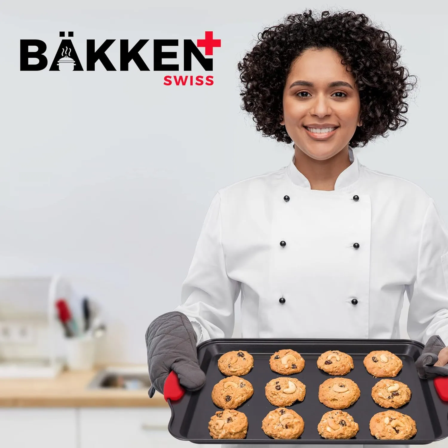 Cookie Sheets for Baking Nonstick Set - 3-Piece Stackable Carbon Steel Baking