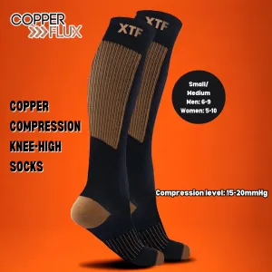 Copper Flux Anti-Fatigue Knee-High Compression Socks - Black -S/M