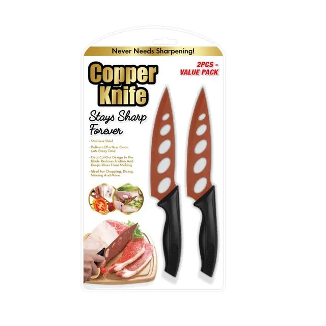 Copper Knife - 4 Pack. Never Needs Sharpening - COPPER KNIFE Stainless Steel Stays Sharp Forever