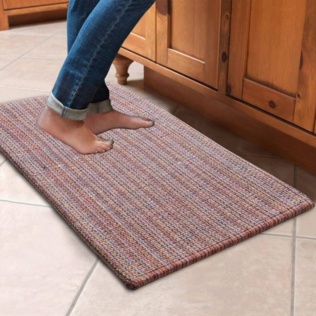Cotton Woven Anti-Fatigue Cushioned Kitchen Mat Working Mat Rug Anti Slip ( 18''x30'') Comfort and Style