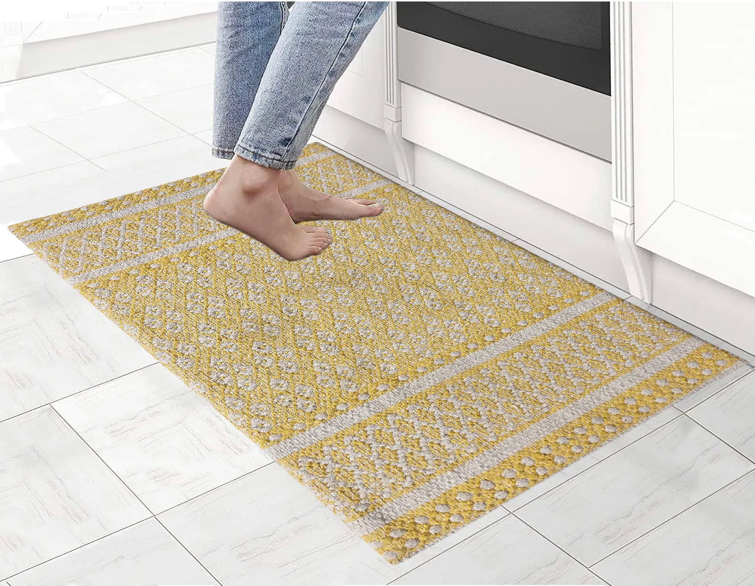 Cotton Woven Anti-Fatigue Cushioned Kitchen Mat Working Mat Rug Anti Slip ( 18''x30'') Comfort and Style