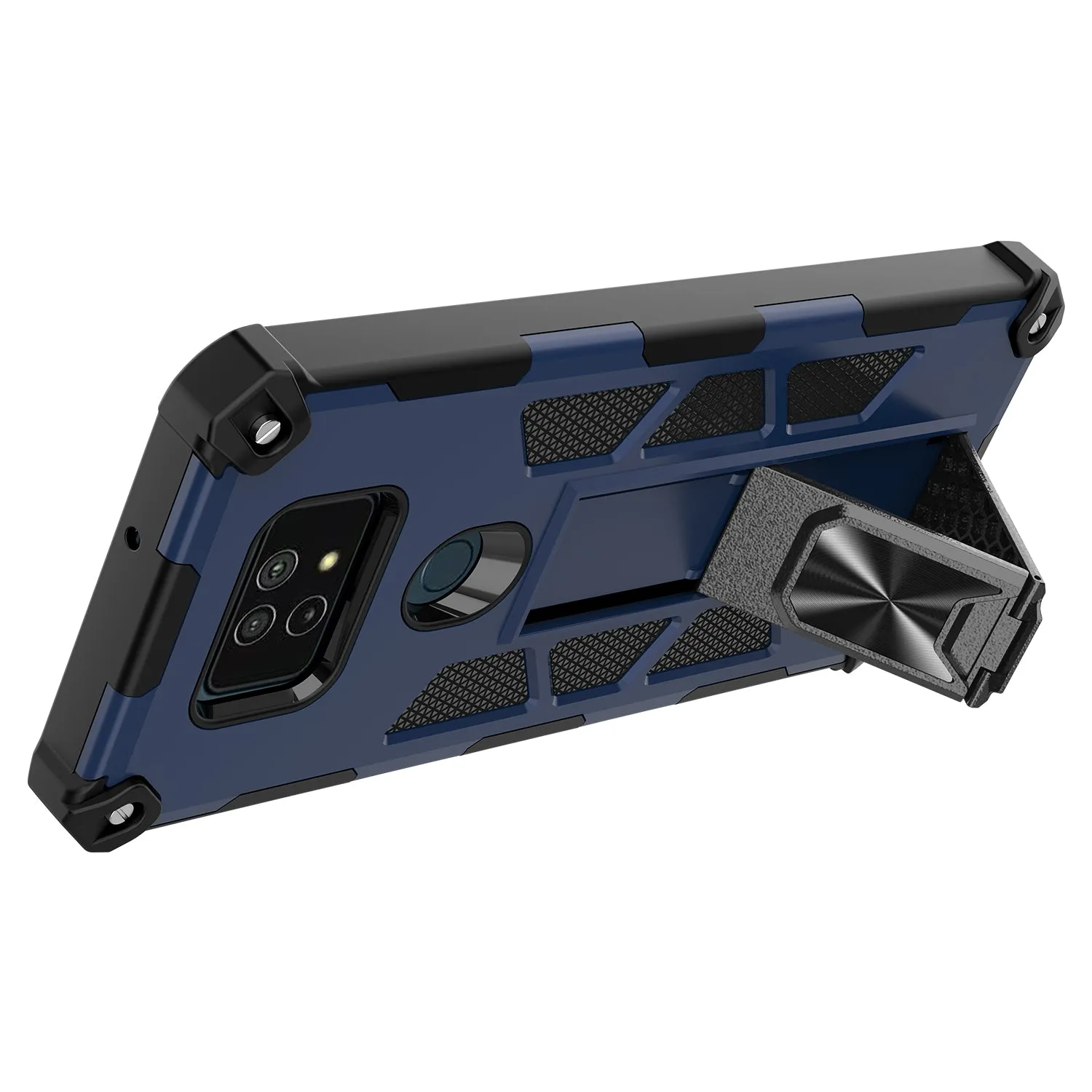 Cricket Ovation 2 Case ,AT&T Maestro Max Case [Military Grade] Ring Car Mount Kickstand Hybrid Hard PC Soft TPU Shockproof Protective Case - Blue