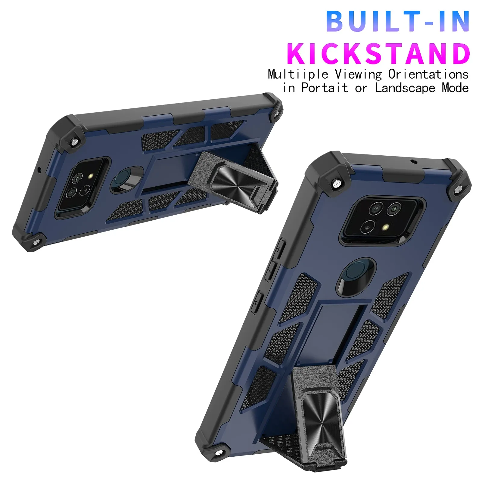 Cricket Ovation 2 Case ,AT&T Maestro Max Case [Military Grade] Ring Car Mount Kickstand Hybrid Hard PC Soft TPU Shockproof Protective Case - Blue
