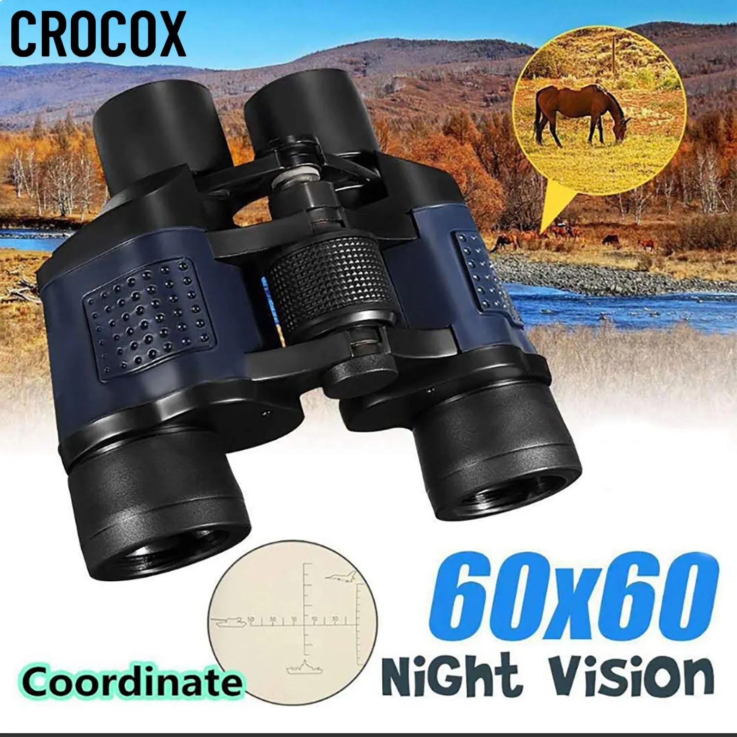 Crocox Hunting Binoculars Day Night Vision HD Telescope Hiking Mini Folding