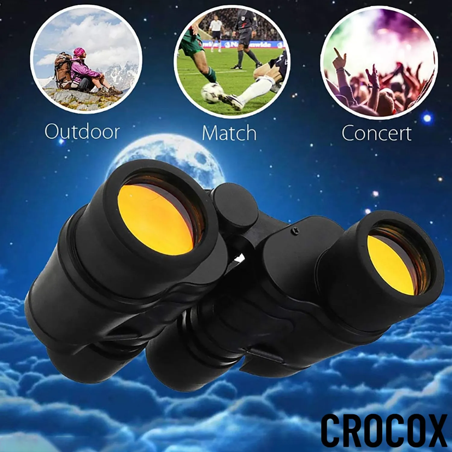 Crocox Hunting Binoculars Day Night Vision HD Telescope Hiking Mini Folding