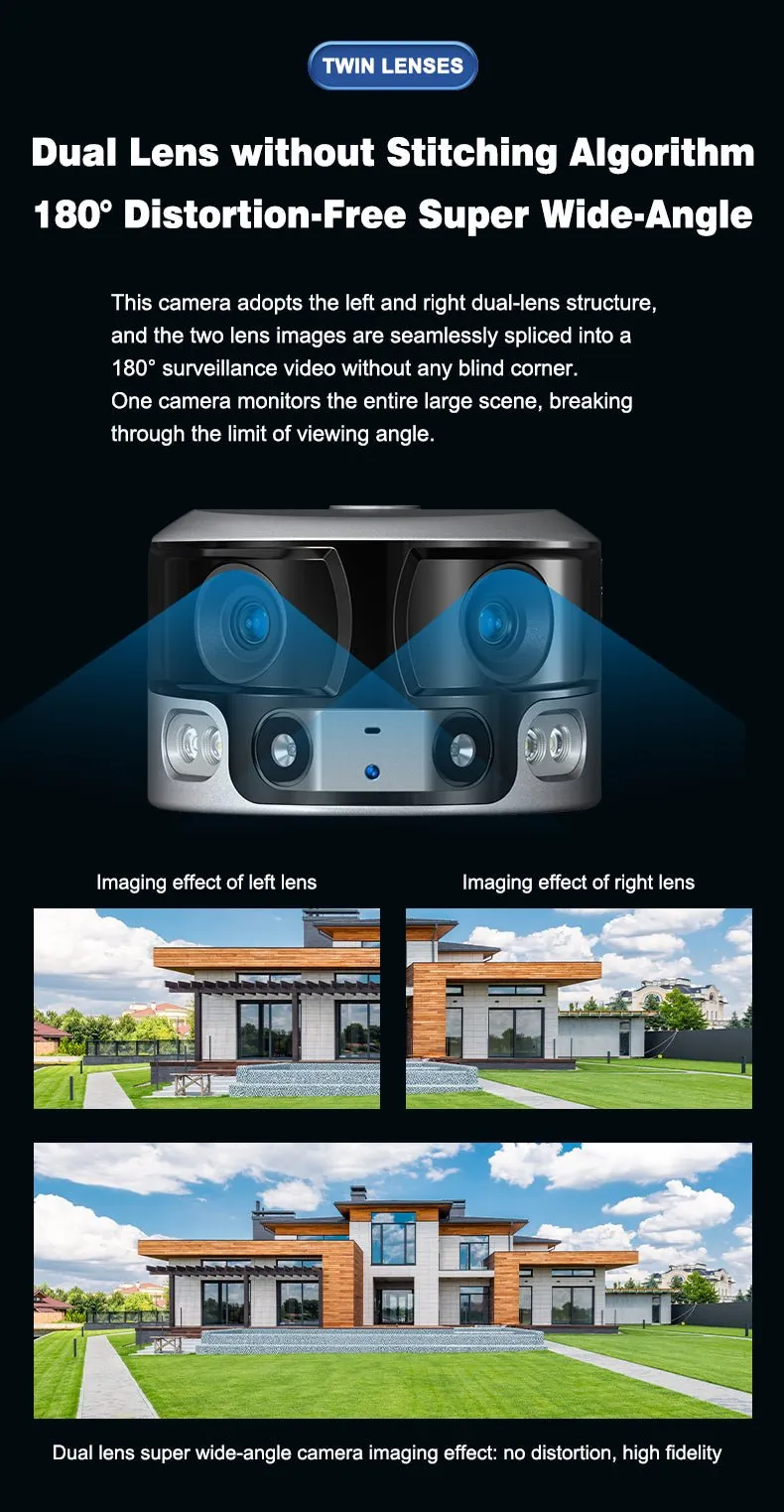 CRONY Y6 4G-4K-8MP-4X 180°Wide Angle Solar Battery Camera Y6 WiFi-4K-8MP-180°Wide Angle Solar Battery Camera with 6W Solar Panel