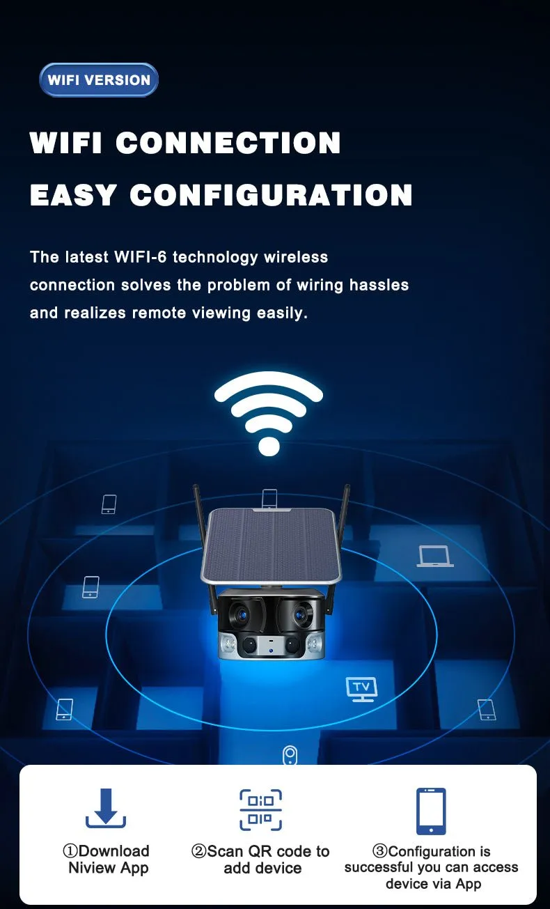 CRONY Y6 4G-4K-8MP-4X 180°Wide Angle Solar Battery Camera Y6 WiFi-4K-8MP-180°Wide Angle Solar Battery Camera with 6W Solar Panel