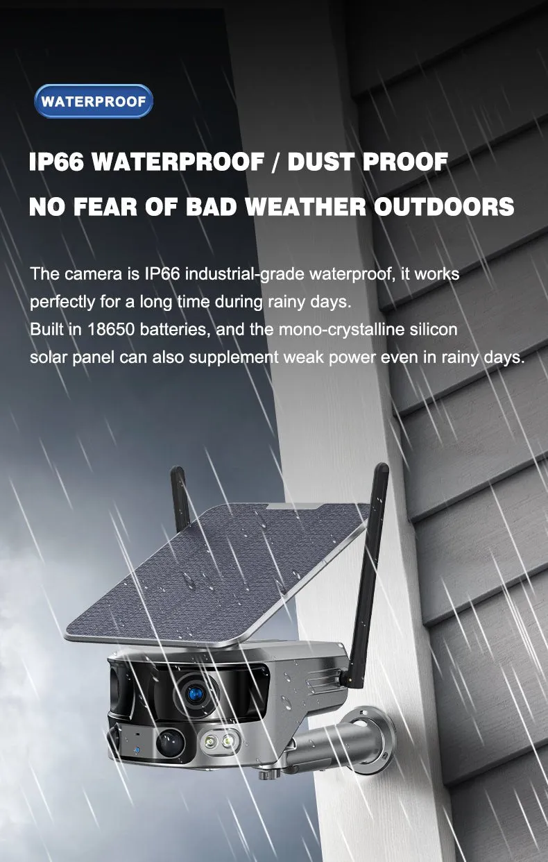 CRONY Y6 4G-4K-8MP-4X 180°Wide Angle Solar Battery Camera Y6 WiFi-4K-8MP-180°Wide Angle Solar Battery Camera with 6W Solar Panel