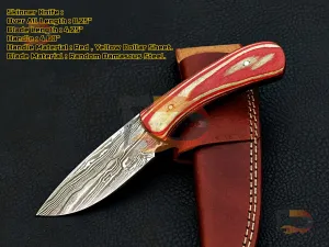 Custom Handmade Damascus Steel Skinner knife , EDC skinner , hunting skinner , skinner knife , Xmas gifts With Leather Sheath