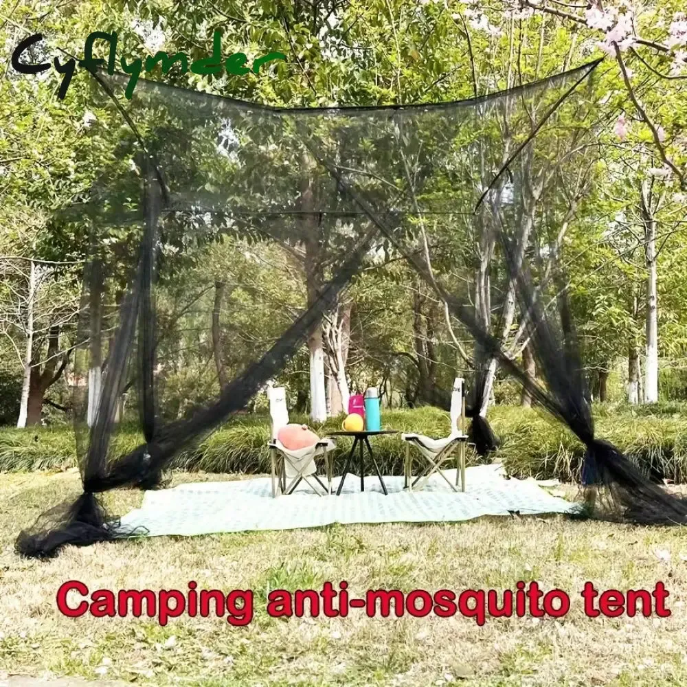 Cyflymder 1 PCS Extra large Mosquito net with 4 openings, Durable Canopy Mosquito Net - Perfect for any Size Beds & Camping, Suitable For