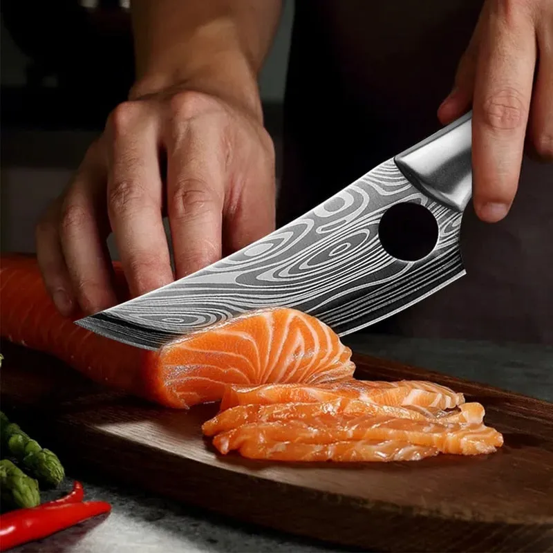 Damascus Stainless Steel Cleaver Meat Fruit Boning Fishing Hunting Camping  Chef Knife Chicken