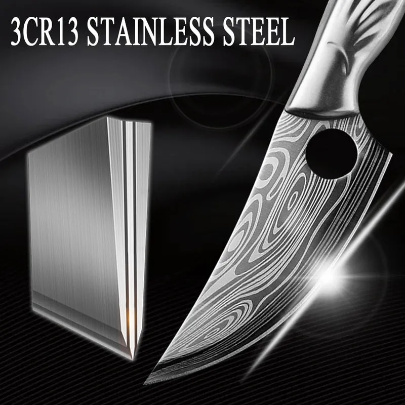 Damascus Stainless Steel Cleaver Meat Fruit Boning Fishing Hunting Camping  Chef Knife Chicken