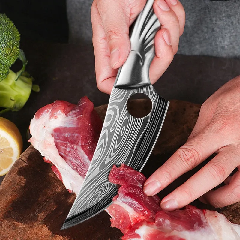Damascus Stainless Steel Cleaver Meat Fruit Boning Fishing Hunting Camping  Chef Knife Chicken