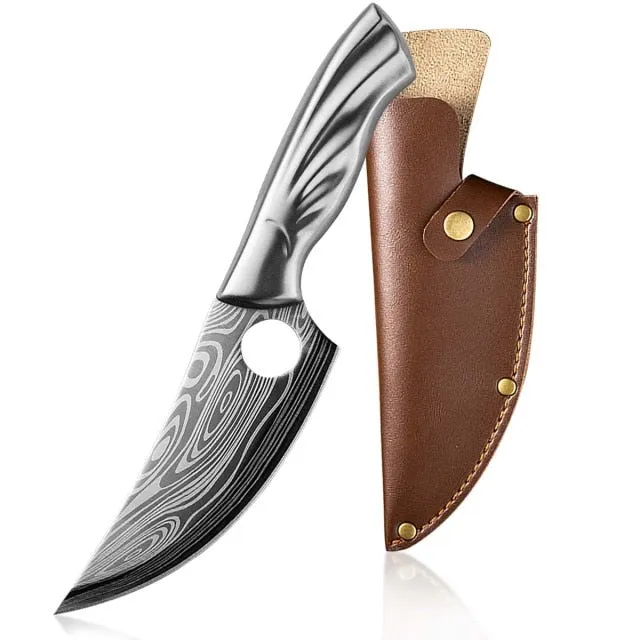 Damascus Stainless Steel Cleaver Meat Fruit Boning Fishing Hunting Camping  Chef Knife Chicken