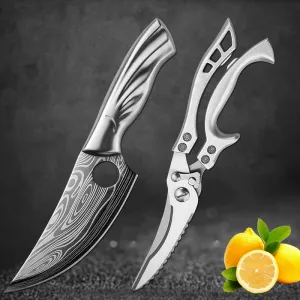 Damascus Stainless Steel Cleaver Meat Fruit Boning Fishing Hunting Camping  Chef Knife Chicken