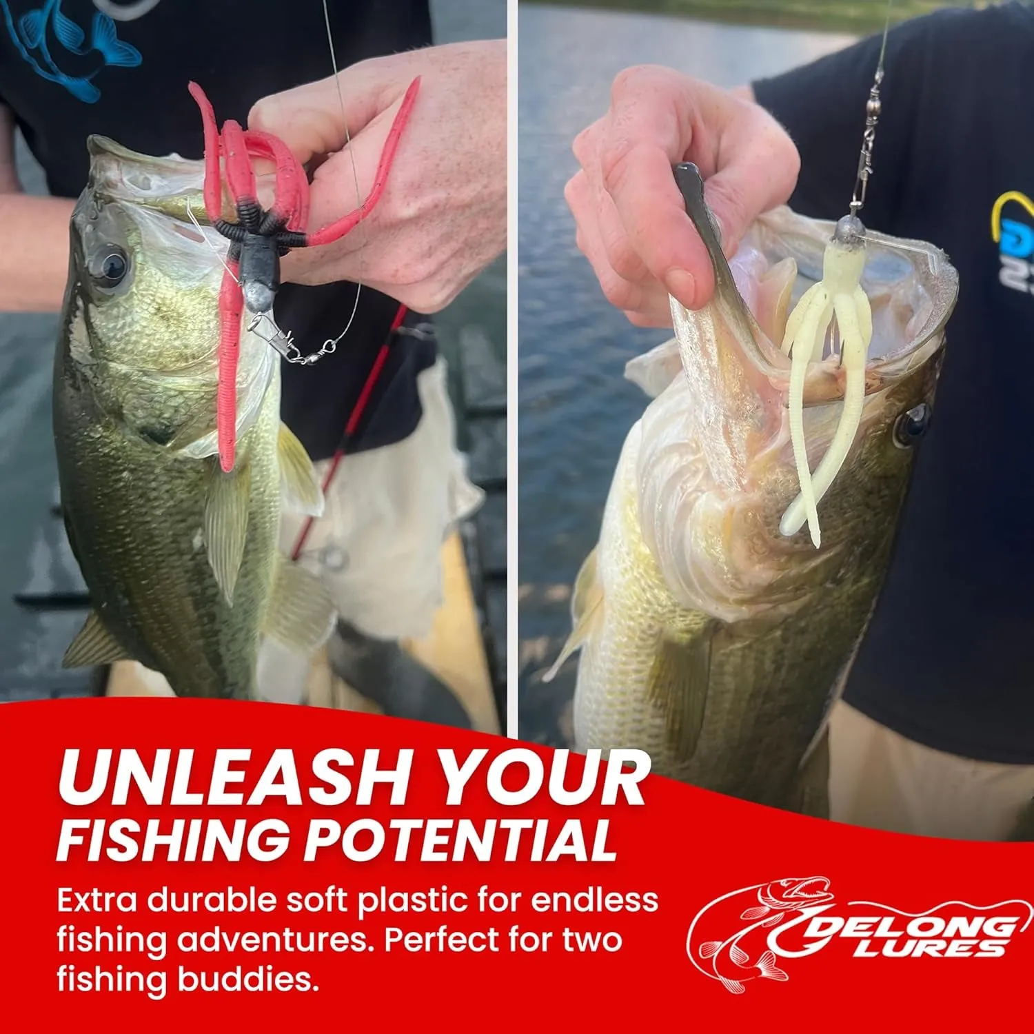 Delong Lures - the Squirm Fishing Lures - Ultimate Bass Fishing Kit - Weighted Fishing Jigs for Freshwater and Saltwater Fishing, Large Swimbait Fishing Lures - Made in USA