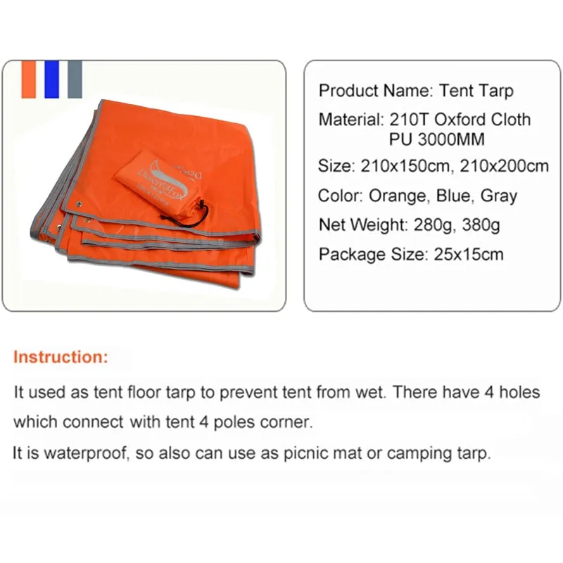 Desert&Fox Waterproof Tent Floor Tarp Picnic Mat Ultralight Pocket Tent Footprints Beach Tarp