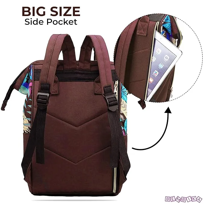 Diaper Bags for Mom and Dad, Diaper Bags for mom and Baby, Mummy Bag for Multi-Function Waterproof and Large Capacity Printed Leaf Design