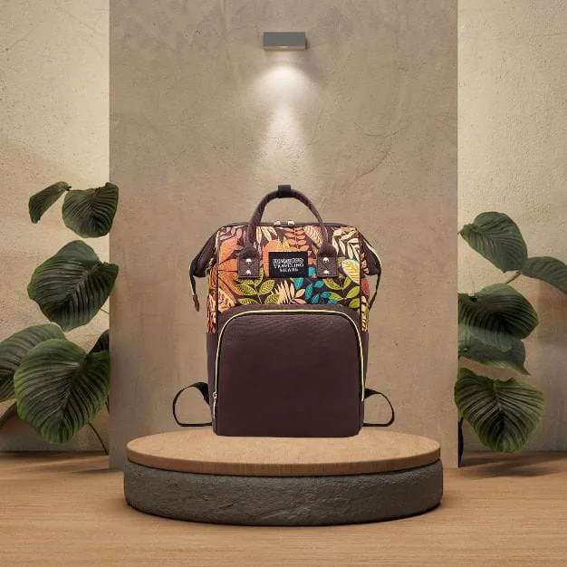 Diaper Bags for Mom and Dad, Diaper Bags for mom and Baby, Mummy Bag for Multi-Function Waterproof and Large Capacity Printed Leaf Design