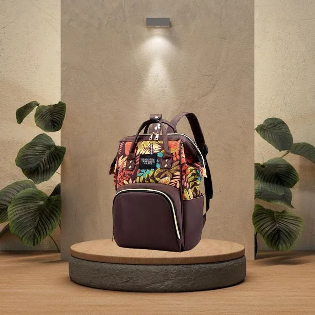Diaper Bags for Mom and Dad, Diaper Bags for mom and Baby, Mummy Bag for Multi-Function Waterproof and Large Capacity Printed Leaf Design