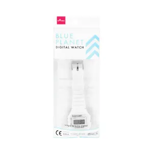 Digital Watch Blue Planet - White
