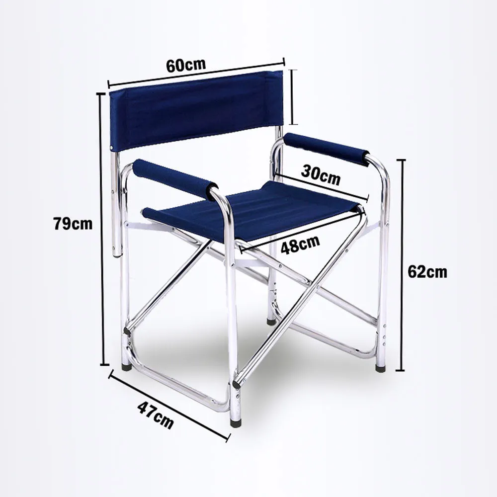 Directors Aluminium Folding Chair Camping Picnic Director Fishing Foldable - navy