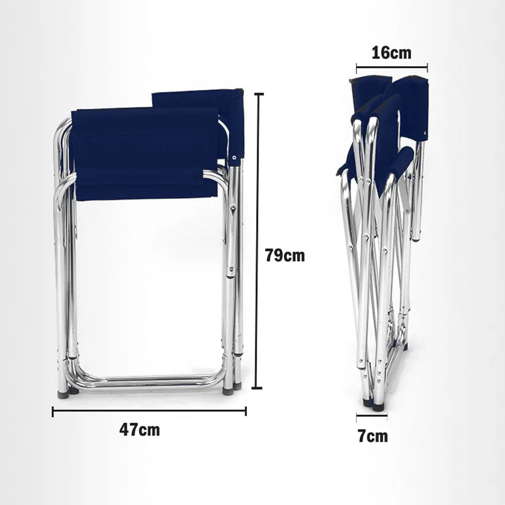 Directors Aluminium Folding Chair Camping Picnic Director Fishing Foldable - navy