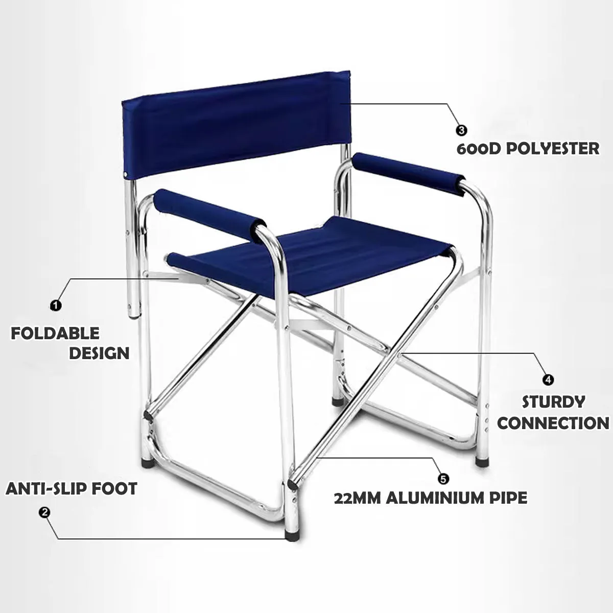 Directors Aluminium Folding Chair Camping Picnic Director Fishing Foldable