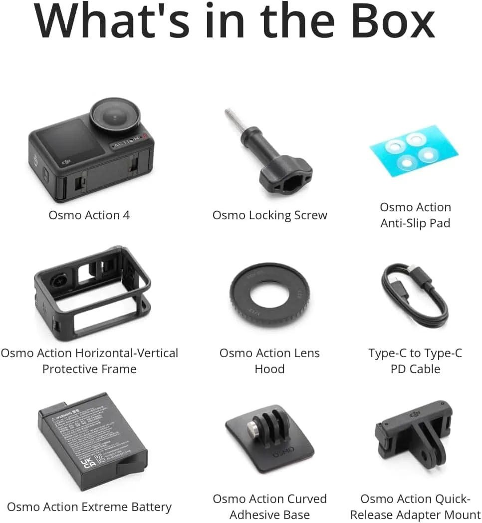 DJI Osmo Action 4 Standard Combo - 4K/120fps Waterproof Action Camera, 1/1.3" Sensor, 10-bit Color, 160-Min Battery