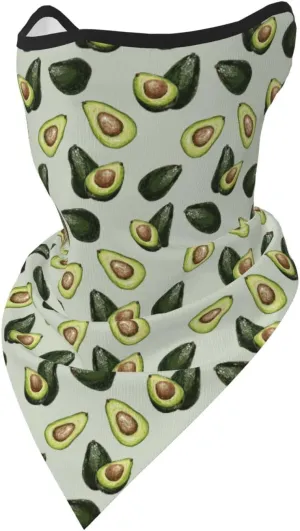 Doodle Style Avocado Hanging Ears Triangle Neck Gaiter Scarf Mesh Face Mask Bandana Balaclava Gaiter Face Cover Scarf Headwear for Men Women Outdoors Sports Black