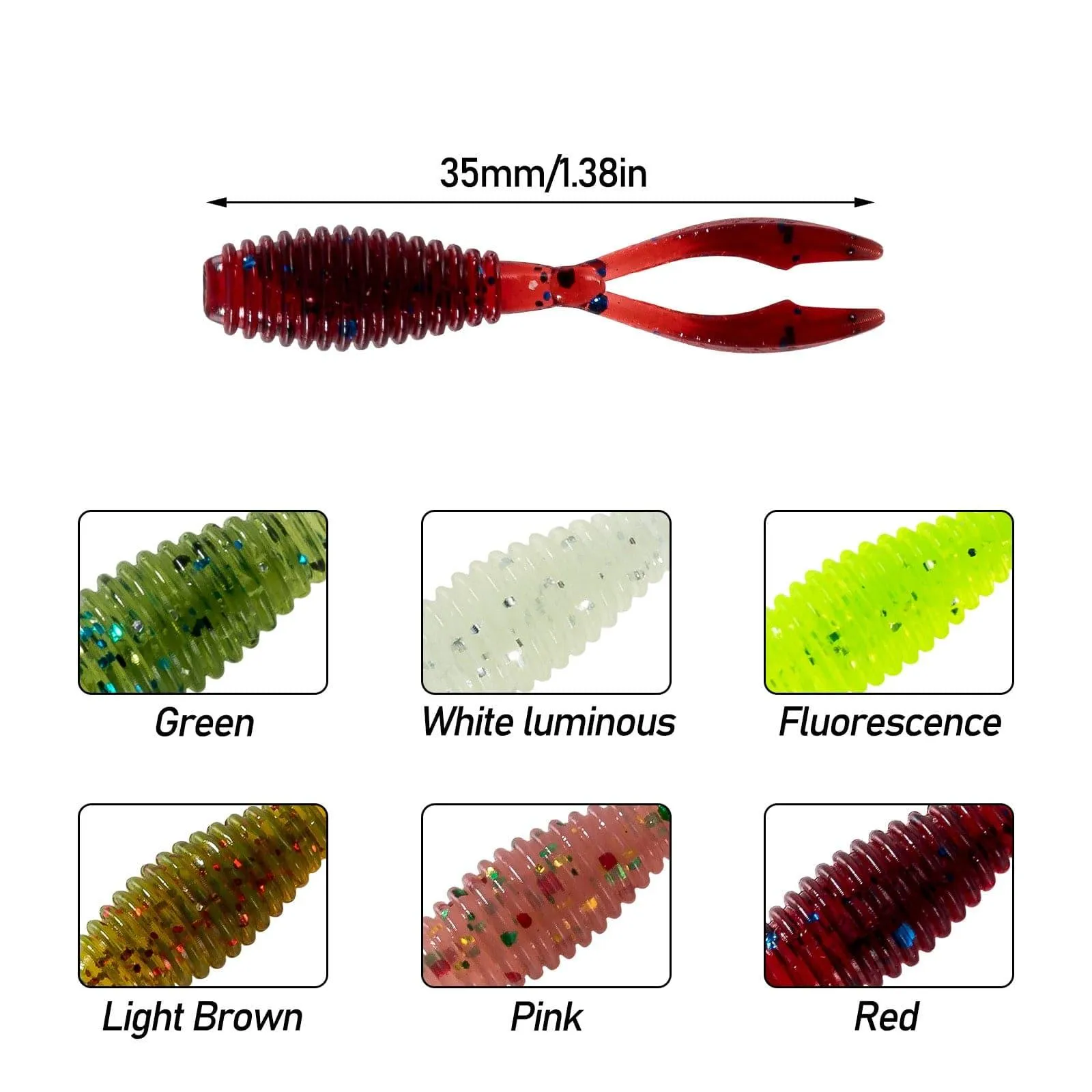 Dr.Fish 20 pcs Fork Tail Soft Baits 1.38''