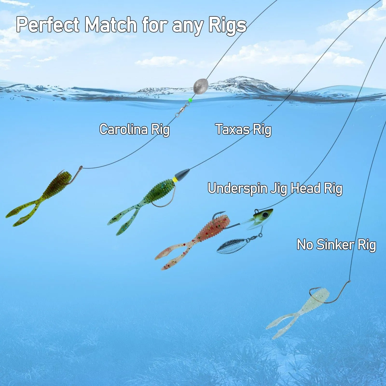 Dr.Fish 20 pcs Fork Tail Soft Baits 1.38''
