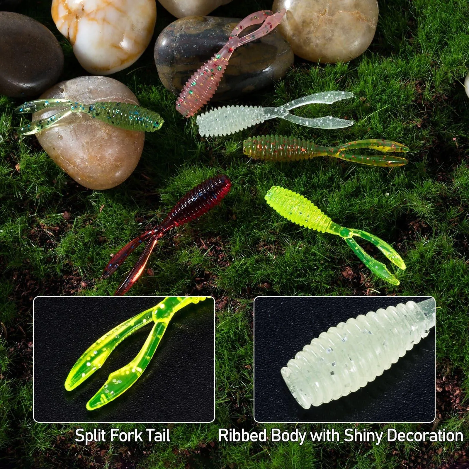 Dr.Fish 20 pcs Fork Tail Soft Baits 1.38''