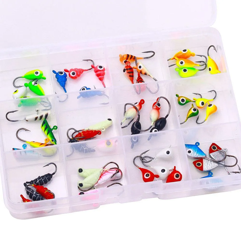 Dr.Fish 48pcs Ice Fishing Jig with Box