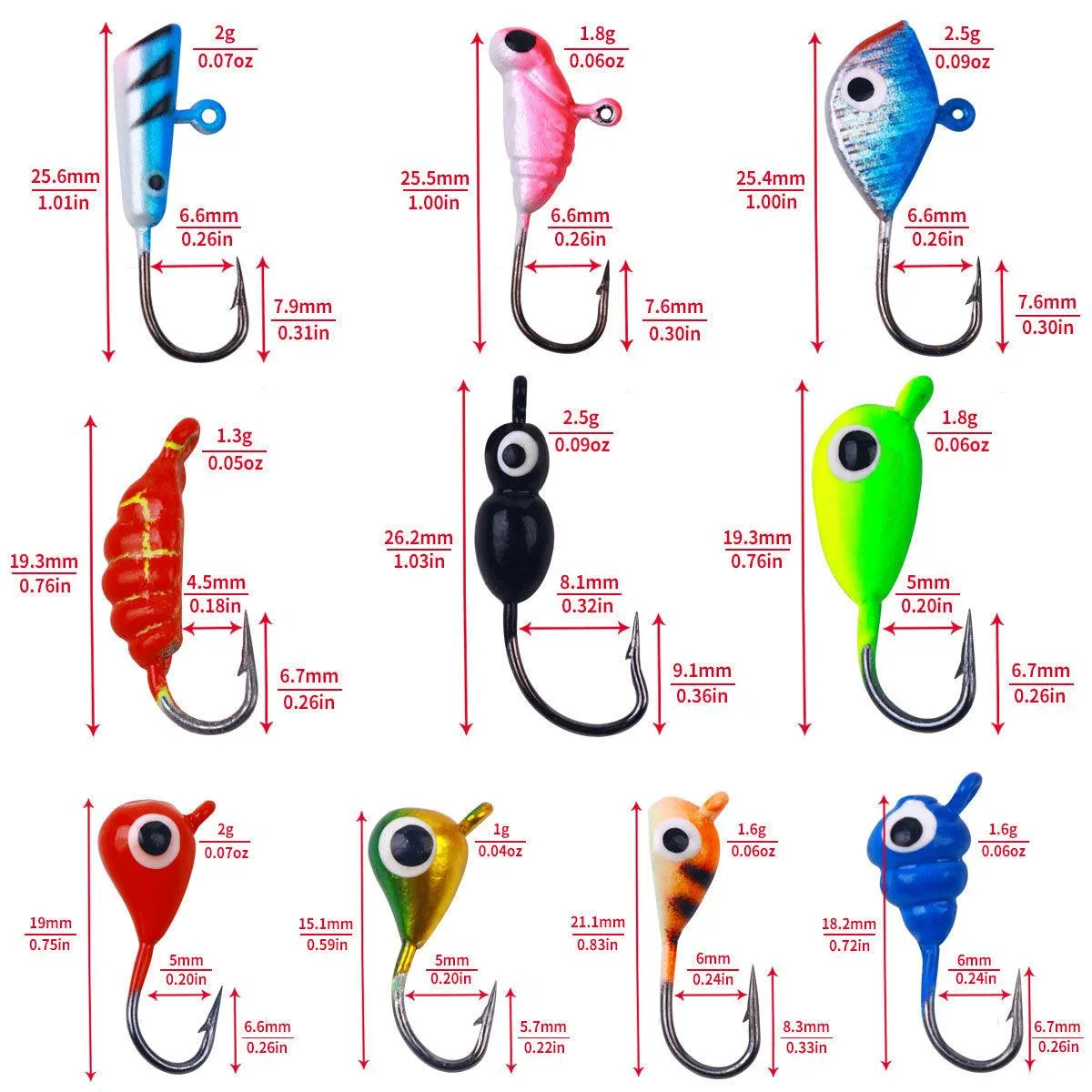 Dr.Fish 48pcs Ice Fishing Jig with Box