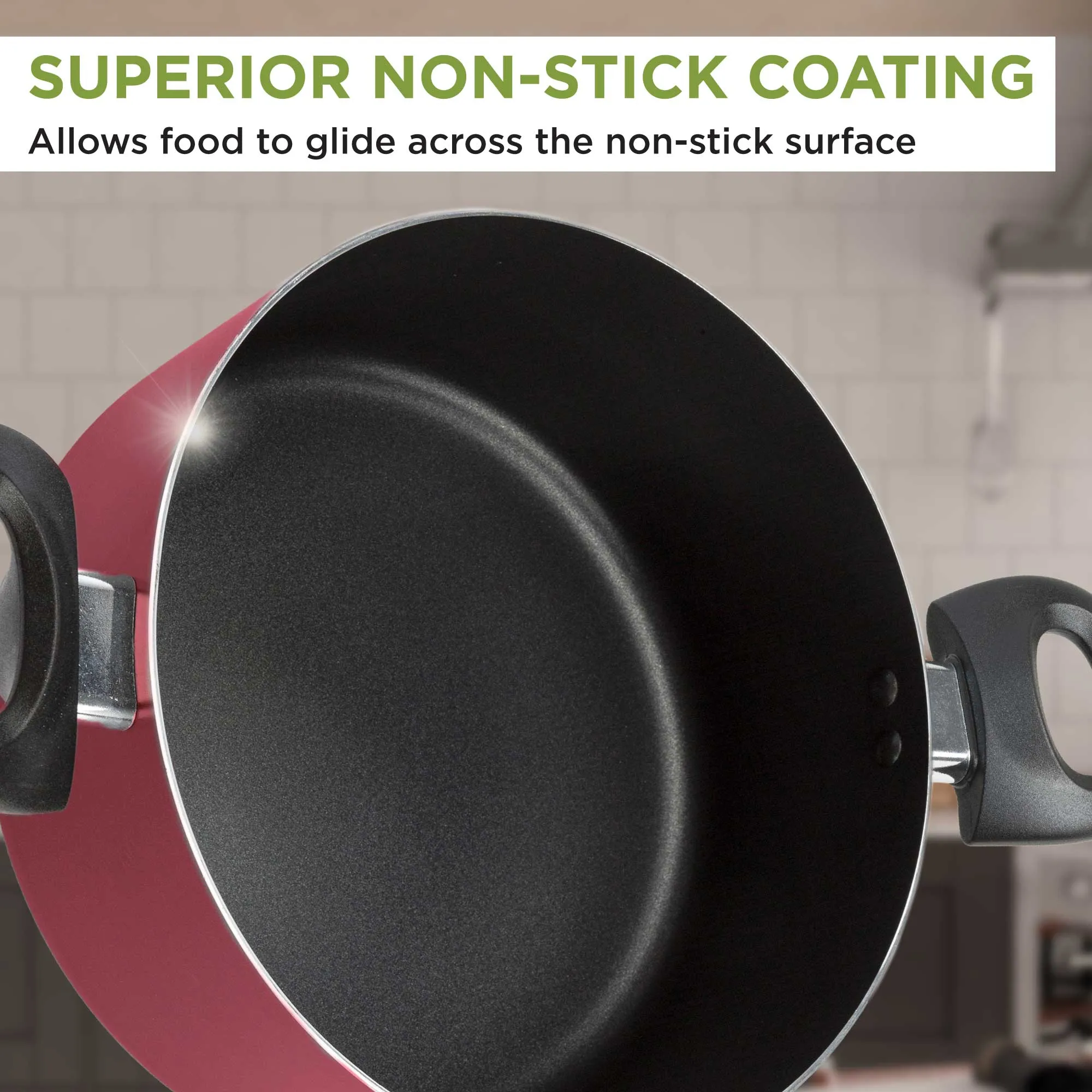Easy Clean Non-Stick Dutch Oven, 5 Quart, Red - Ecolution